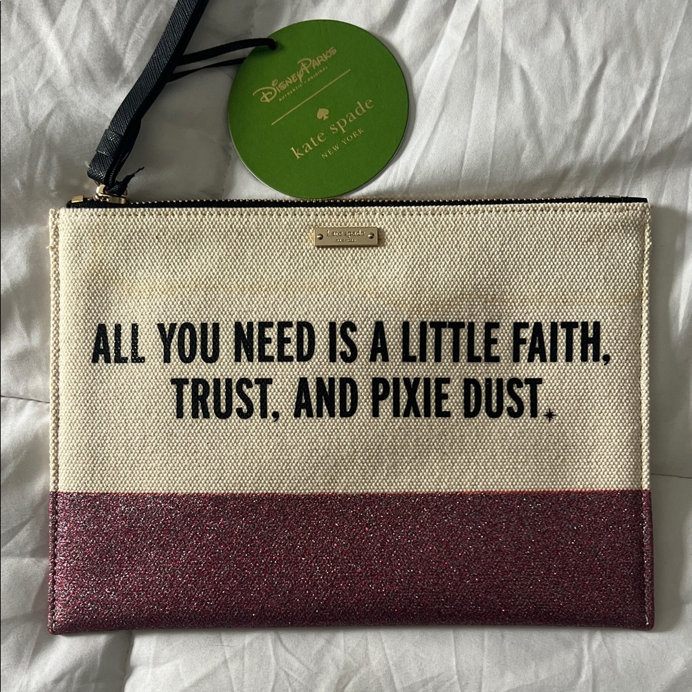 Kate Spade Cream and Glittery Purple Clutch